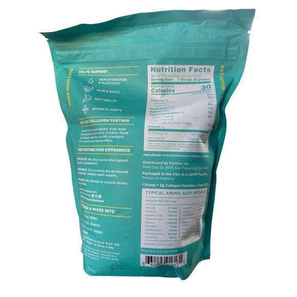 Further Food Grass-Fed Collagen Peptides Powder, Unflavored 32.0 oz 113 Servings - Picture 2 of 3